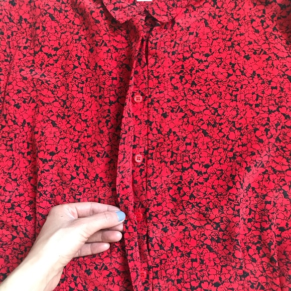 Vintage 1980s Impressions of California Red and Black Floral Blouse - Picture 12 of 15